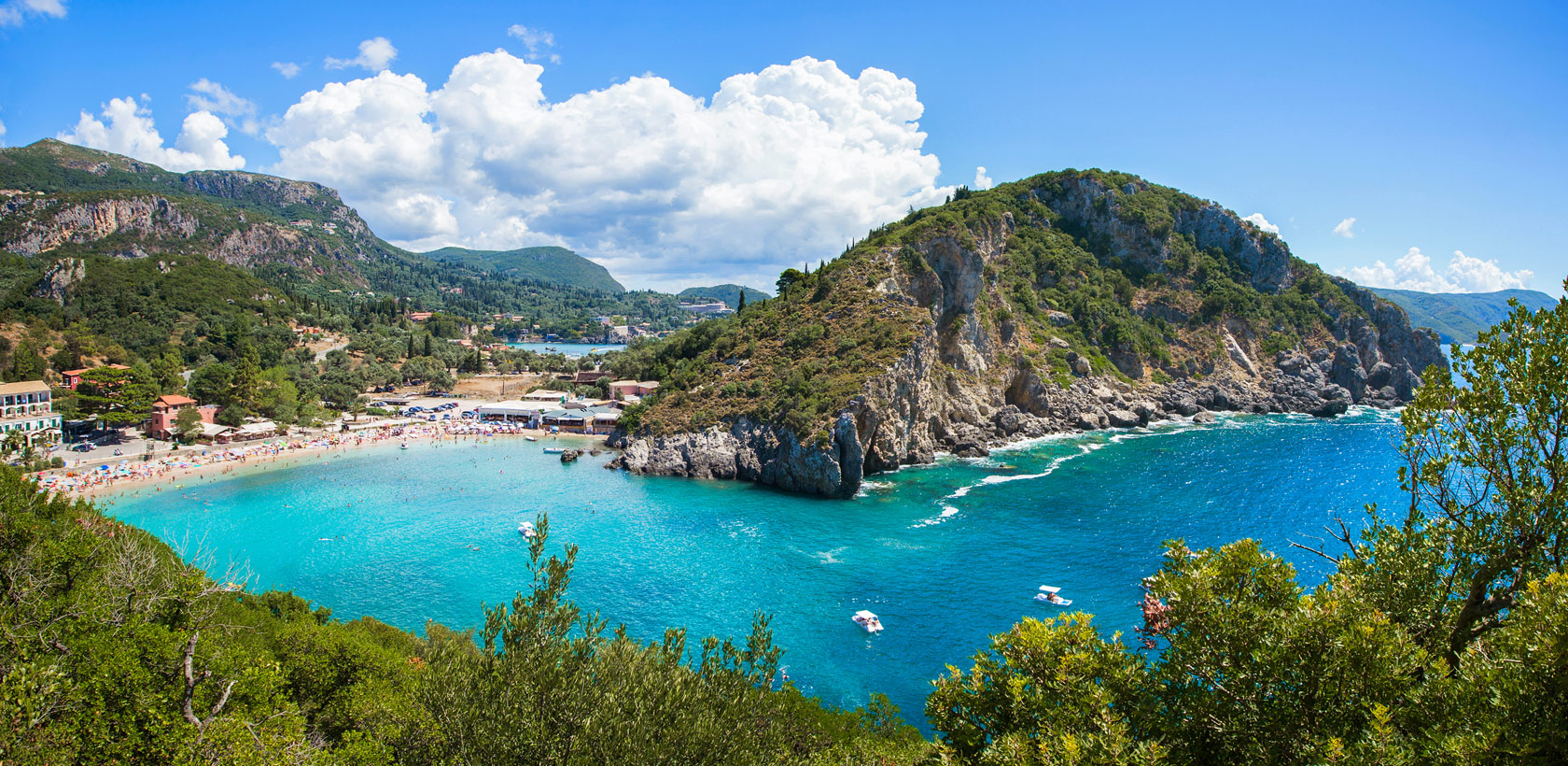 Paleokastritsa beach in Corfu Greece - one of the most beautiful beaches in Corfu